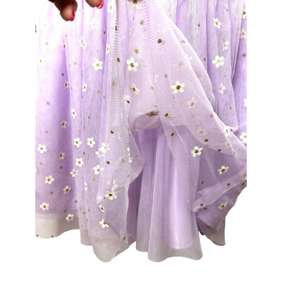 Cat & Jack Girls’ Dress S 6/6X Lavender Ruffled Cap Sleeves Daisy Overlays Party - Picture 8 of 9